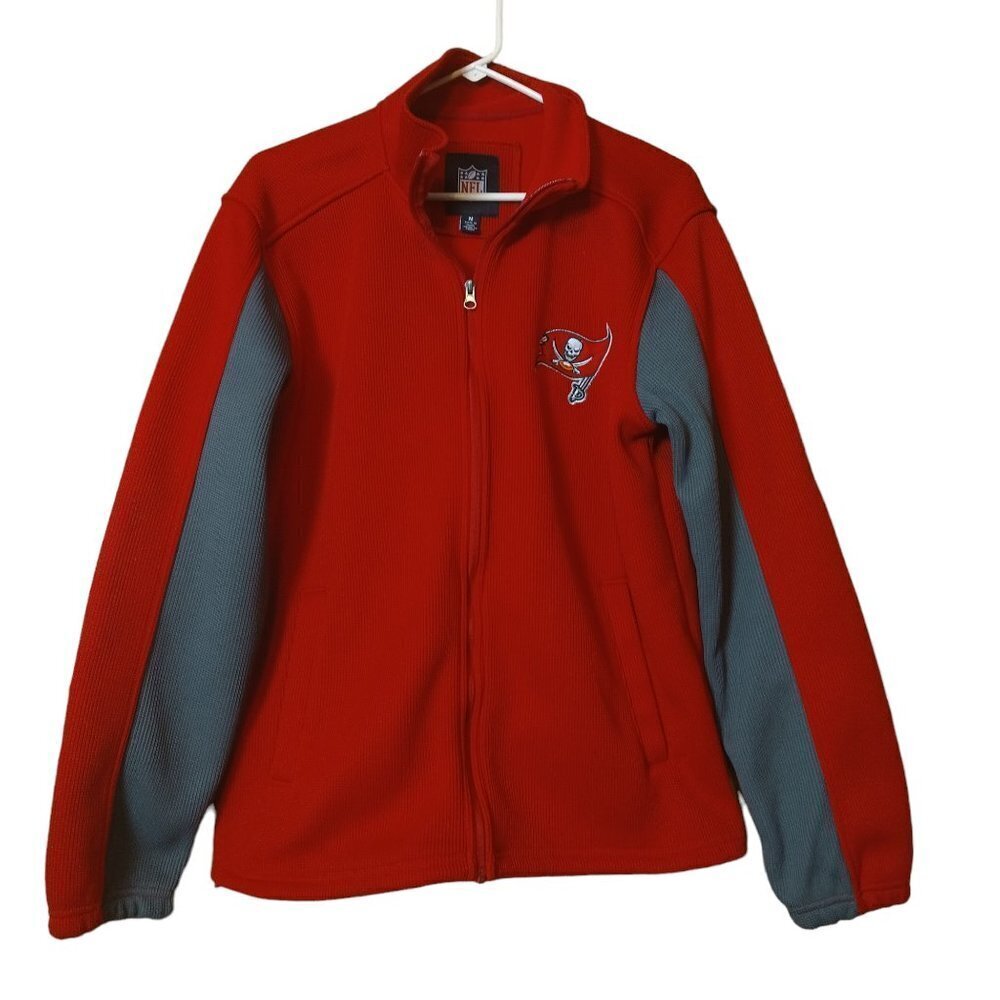 Tampa Bay Buccaneers NFL Men's Medium Full Zip Sweater Jacket Red/Gray Football